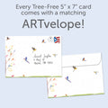 Load image into Gallery viewer, The envelope for Tree-Free’s Song In My Heart card, along with the following text: “Every Tree-Free 5x7 card comes with a matching ARTvelope!”
