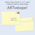 Load image into Gallery viewer, The envelope for Tree-Free’s Good Thoughts Prescription card, along with the following text: “Every Tree-Free 5x7 card comes with a matching ARTvelope!”
