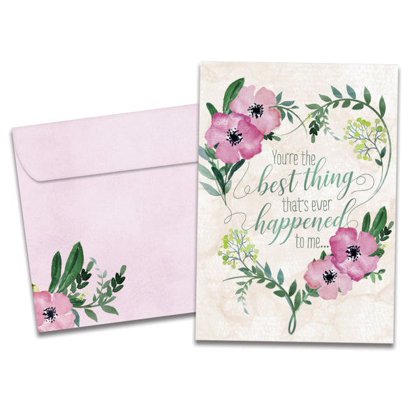 The cover of Tree-Free's Best Thing card, along with its matching envelope.