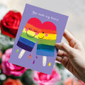 Load image into Gallery viewer, Lifestyle image(s) featuring Tree-Free’s Rainbow Popsicles card
