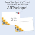 Load image into Gallery viewer, The envelope for Tree-Free’s Watercolor Thanks card, along with the following text: “Every Tree-Free 5x7 card comes with a matching ARTvelope!”
