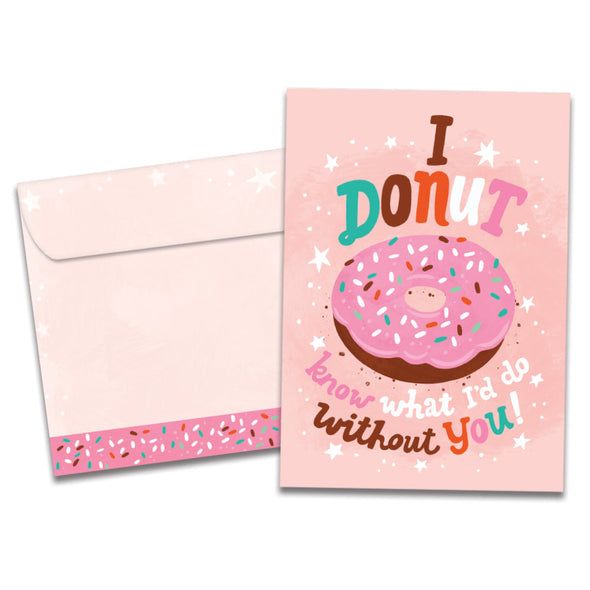 The cover of Tree-Free's Frosted Donut card, along with its matching envelope.