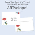 Load image into Gallery viewer, The envelope for Tree-Free’s Sweetest Thing card, along with the following text: “Every Tree-Free 5x7 card comes with a matching ARTvelope!”
