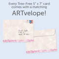 Load image into Gallery viewer, The envelope for Tree-Free’s Bunny Diet card, along with the following text: “Every Tree-Free 5x7 card comes with a matching ARTvelope!”
