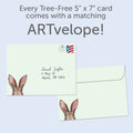 Load image into Gallery viewer, The envelope for Tree-Free’s Earresistibly Happy card, along with the following text: “Every Tree-Free 5x7 card comes with a matching ARTvelope!”
