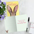 Load image into Gallery viewer, The inside of Tree-Free’s Earresistibly Happy card, with the cover and envelope in the background.
