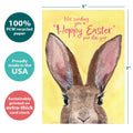 Load image into Gallery viewer, The cover of Tree-Free’s Earresistibly Happy card with lines demonstrating its 5x7 dimensions, along with the following text: “100% PCW recycled paper, proudly made in the USA, sustainably printed on extra-thick card stock”
