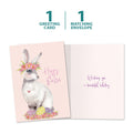 Load image into Gallery viewer, The cover and inside of Tree-Free’s Pretty Hoppy Bunny card, along with the following text: “1 greeting card, 1 matching envelope”
