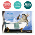 Load image into Gallery viewer, The cover of Tree-Free’s Feet Up and Relax card with lines demonstrating its 5x7 dimensions, along with the following text: “100% PCW recycled paper, proudly made in the USA, sustainably printed on extra-thick card stock”
