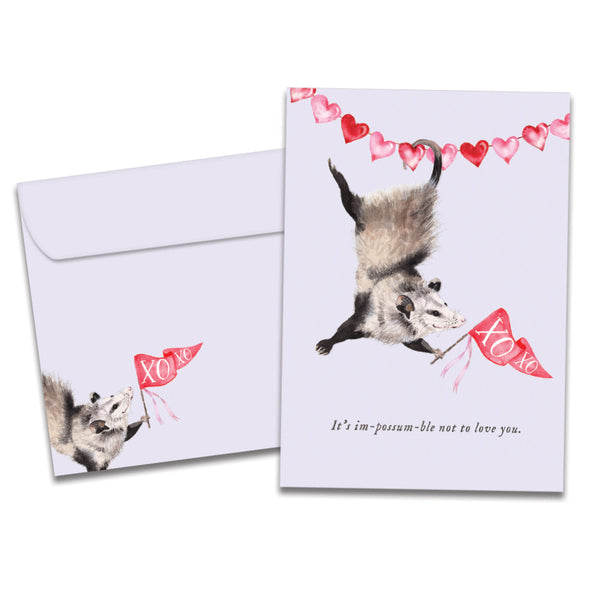 The cover of Tree-Free's Possum Love card, along with its matching envelope.