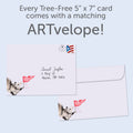 Load image into Gallery viewer, The envelope for Tree-Free’s Possum Love card, along with the following text: “Every Tree-Free 5x7 card comes with a matching ARTvelope!”
