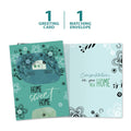 Load image into Gallery viewer, The cover and inside of Tree-Free’s Home Sweet Home card, along with the following text: “1 greeting card, 1 matching envelope”
