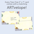 Load image into Gallery viewer, The envelope for Tree-Free’s No Place Like Home card, along with the following text: “Every Tree-Free 5x7 card comes with a matching ARTvelope!”
