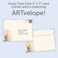 Load image into Gallery viewer, The envelope for Tree-Free’s The World Is Your Oyster card, along with the following text: “Every Tree-Free 5x7 card comes with a matching ARTvelope!”
