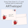 Load image into Gallery viewer, The envelope for Tree-Free’s Let&#39;s Get Steamy card, along with the following text: “Every Tree-Free 5x7 card comes with a matching ARTvelope!”
