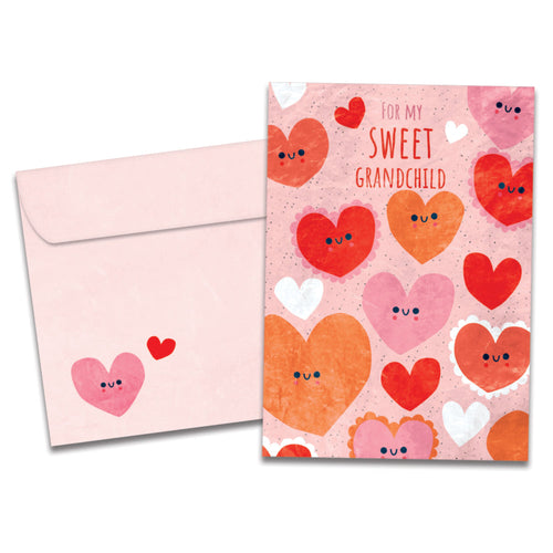 The cover of Tree-Free's Happy Hearts card, along with its matching envelope.