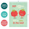 Load image into Gallery viewer, The cover of Tree-Free’s To Ma Toes card with lines demonstrating its 5x7 dimensions, along with the following text: “100% PCW recycled paper, proudly made in the USA, sustainably printed on extra-thick card stock”
