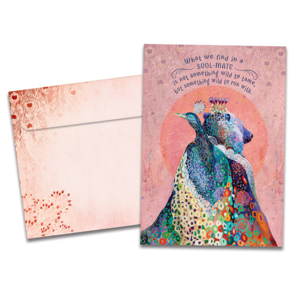 The cover of Tree-Free's Wild Soulmates card, along with its matching envelope.