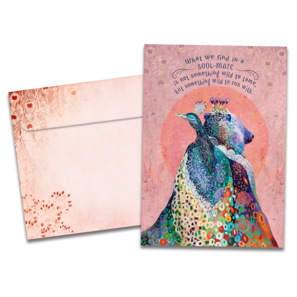 The cover of Tree-Free's Wild Soulmates card, along with its matching envelope.