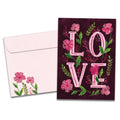 Load image into Gallery viewer, The cover of Tree-Free&#39;s Love Flowers card, along with its matching envelope.

