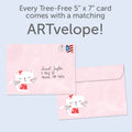 Load image into Gallery viewer, The envelope for Tree-Free’s Love You Cat card, along with the following text: “Every Tree-Free 5x7 card comes with a matching ARTvelope!”
