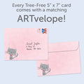 Load image into Gallery viewer, The envelope for Tree-Free’s You and Me Forever card, along with the following text: “Every Tree-Free 5x7 card comes with a matching ARTvelope!”
