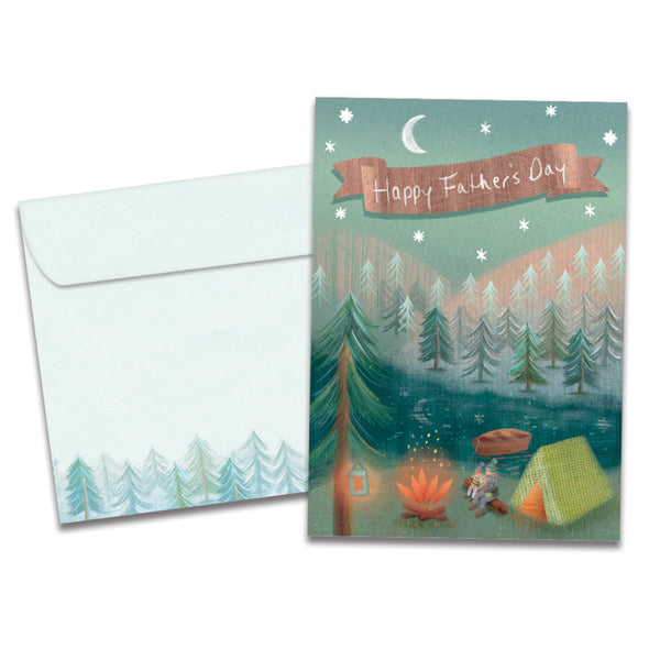 The cover of Tree-Free's Grateful Camping card, along with its matching envelope.