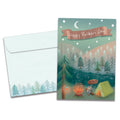 Load image into Gallery viewer, The cover of Tree-Free&#39;s Grateful Camping card, along with its matching envelope.
