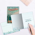 Load image into Gallery viewer, The inside of Tree-Free’s Grateful Camping card, with the cover and envelope in the background.
