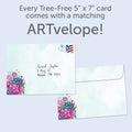 Load image into Gallery viewer, The envelope for Tree-Free’s Bear Flowers card, along with the following text: “Every Tree-Free 5x7 card comes with a matching ARTvelope!”
