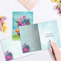 Load image into Gallery viewer, The inside of Tree-Free’s Bear Flowers card, with the cover and envelope in the background.
