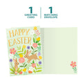 Load image into Gallery viewer, The cover and inside of Tree-Free’s Floral Bunnies card, along with the following text: “1 greeting card, 1 matching envelope”
