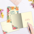 Load image into Gallery viewer, The inside of Tree-Free’s Irreplaceable Flowers card, with the cover and envelope in the background.
