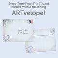 Load image into Gallery viewer, The envelope for Tree-Free’s Bear and Peacock card, along with the following text: “Every Tree-Free 5x7 card comes with a matching ARTvelope!”
