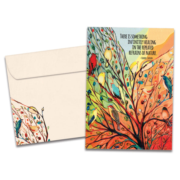 The cover of Tree-Free's Healing Nature card, along with its matching envelope.