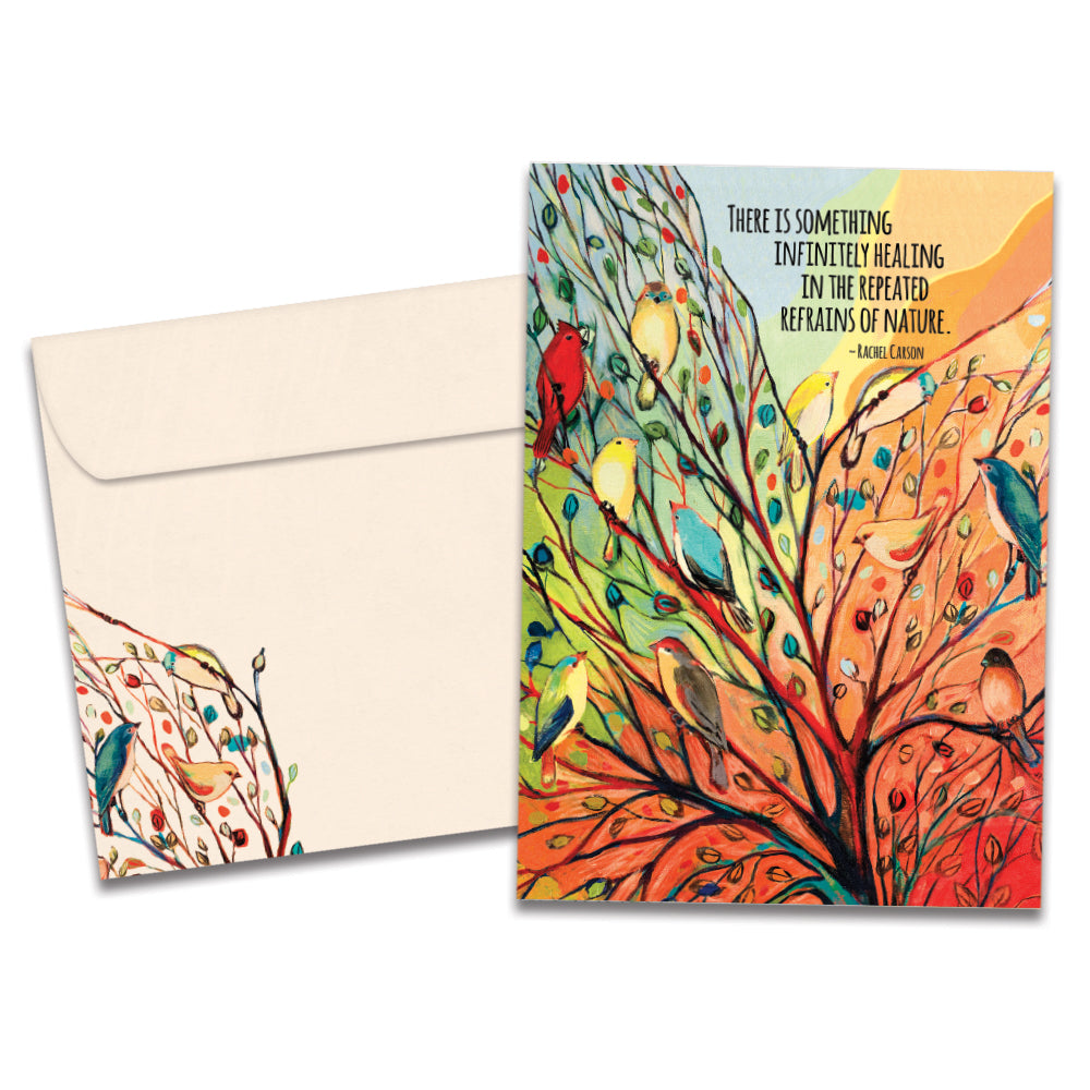 The cover of Tree-Free's Healing Nature card, along with its matching envelope.