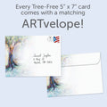Load image into Gallery viewer, The envelope for Tree-Free’s Pace of Nature card, along with the following text: “Every Tree-Free 5x7 card comes with a matching ARTvelope!”
