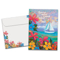 Load image into Gallery viewer, The cover of Tree-Free&#39;s Adjust the Sails card, along with its matching envelope.
