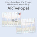 Load image into Gallery viewer, The envelope for Tree-Free’s Hope Springs Eternal card, along with the following text: “Every Tree-Free 5x7 card comes with a matching ARTvelope!”
