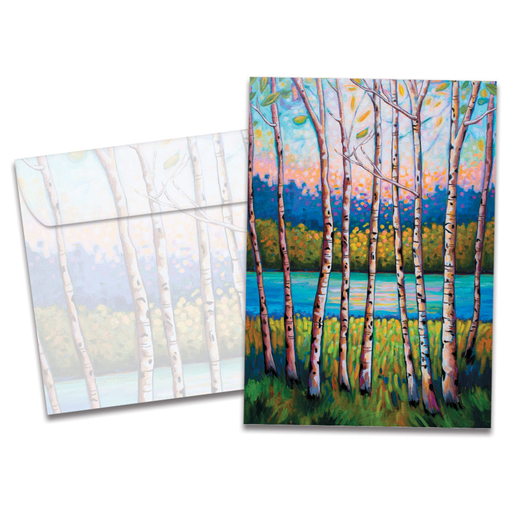 The cover of Tree-Free's Hope Springs Eternal card, along with its matching envelope.