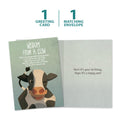Load image into Gallery viewer, The cover and inside of Tree-Free’s Wisdom from a Cow card, along with the following text: “1 greeting card, 1 matching envelope”
