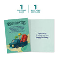 Load image into Gallery viewer, The cover and inside of Tree-Free’s Wisdom from a Truck card, along with the following text: “1 greeting card, 1 matching envelope”
