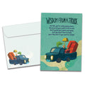 Load image into Gallery viewer, The cover of Tree-Free&#39;s Wisdom from a Truck card, along with its matching envelope.
