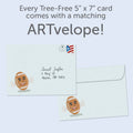 Load image into Gallery viewer, The envelope for Tree-Free’s Football Wisdom card, along with the following text: “Every Tree-Free 5x7 card comes with a matching ARTvelope!”
