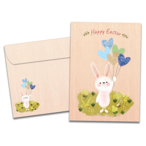 The cover of Tree-Free's Special Bunny card, along with its matching envelope.