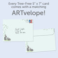 Load image into Gallery viewer, The envelope for Tree-Free’s Bunny Family Wishes card, along with the following text: “Every Tree-Free 5x7 card comes with a matching ARTvelope!”
