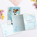 Load image into Gallery viewer, The inside of Tree-Free’s What&#39;s Up Dog card, with the cover and envelope in the background.

