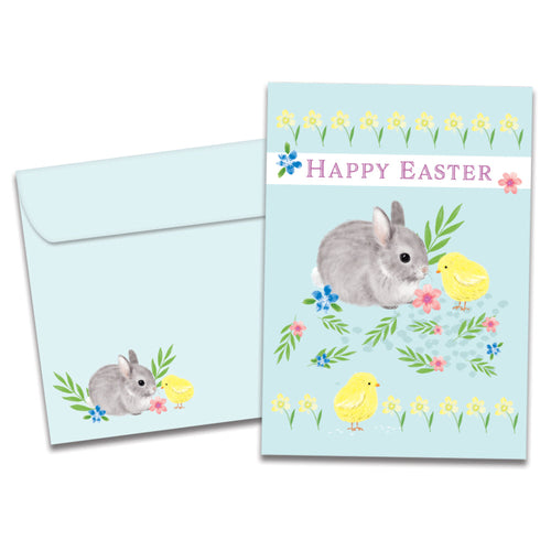 The cover of Tree-Free's Spring Pattern card, along with its matching envelope.