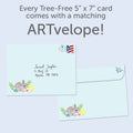 Load image into Gallery viewer, The envelope for Tree-Free’s Spring Pattern card, along with the following text: “Every Tree-Free 5x7 card comes with a matching ARTvelope!”
