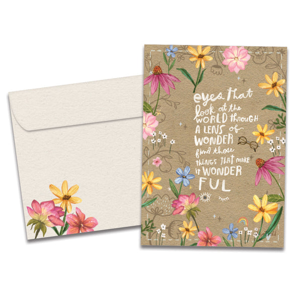 The cover of Tree-Free's Wonderful Secret card, along with its matching envelope.